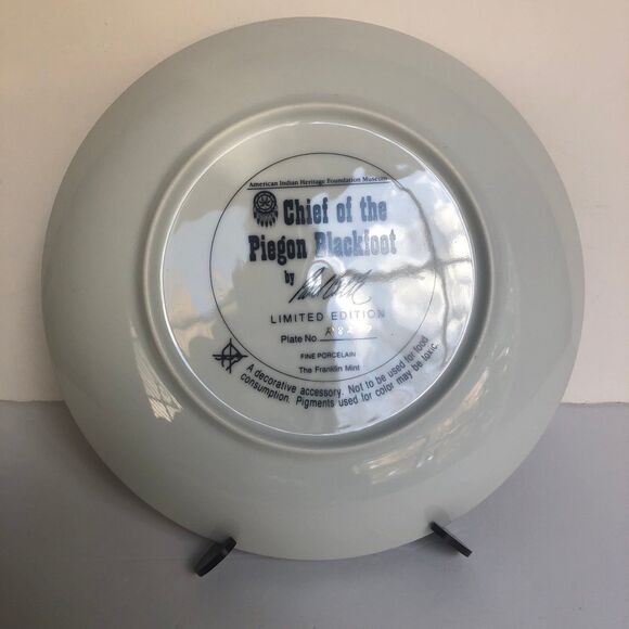 Plate Vintage Collector the Franklin Mint Chief of the Pigeon Blackfoot - Picture 4 of 4